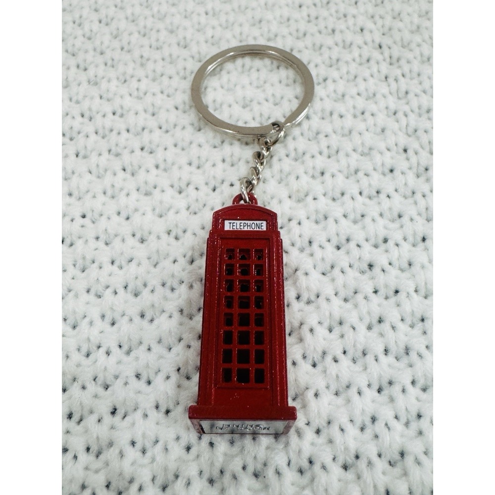 London Red Telephone Booth Keychain British Phone Box Souvenir Metal